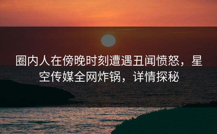 圈内人在傍晚时刻遭遇丑闻愤怒，星空传媒全网炸锅，详情探秘