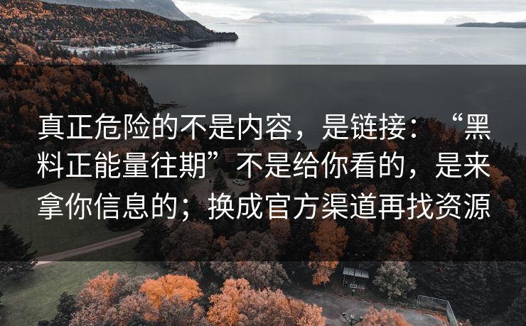 真正危险的不是内容，是链接：“黑料正能量往期”不是给你看的，是来拿你信息的；换成官方渠道再找资源
