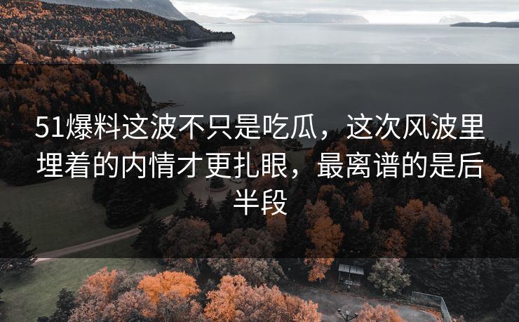 51爆料这波不只是吃瓜，这次风波里埋着的内情才更扎眼，最离谱的是后半段