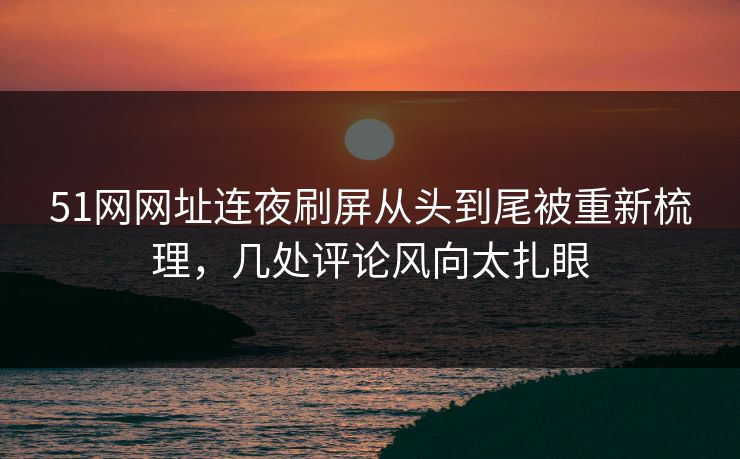 51网网址连夜刷屏从头到尾被重新梳理，几处评论风向太扎眼